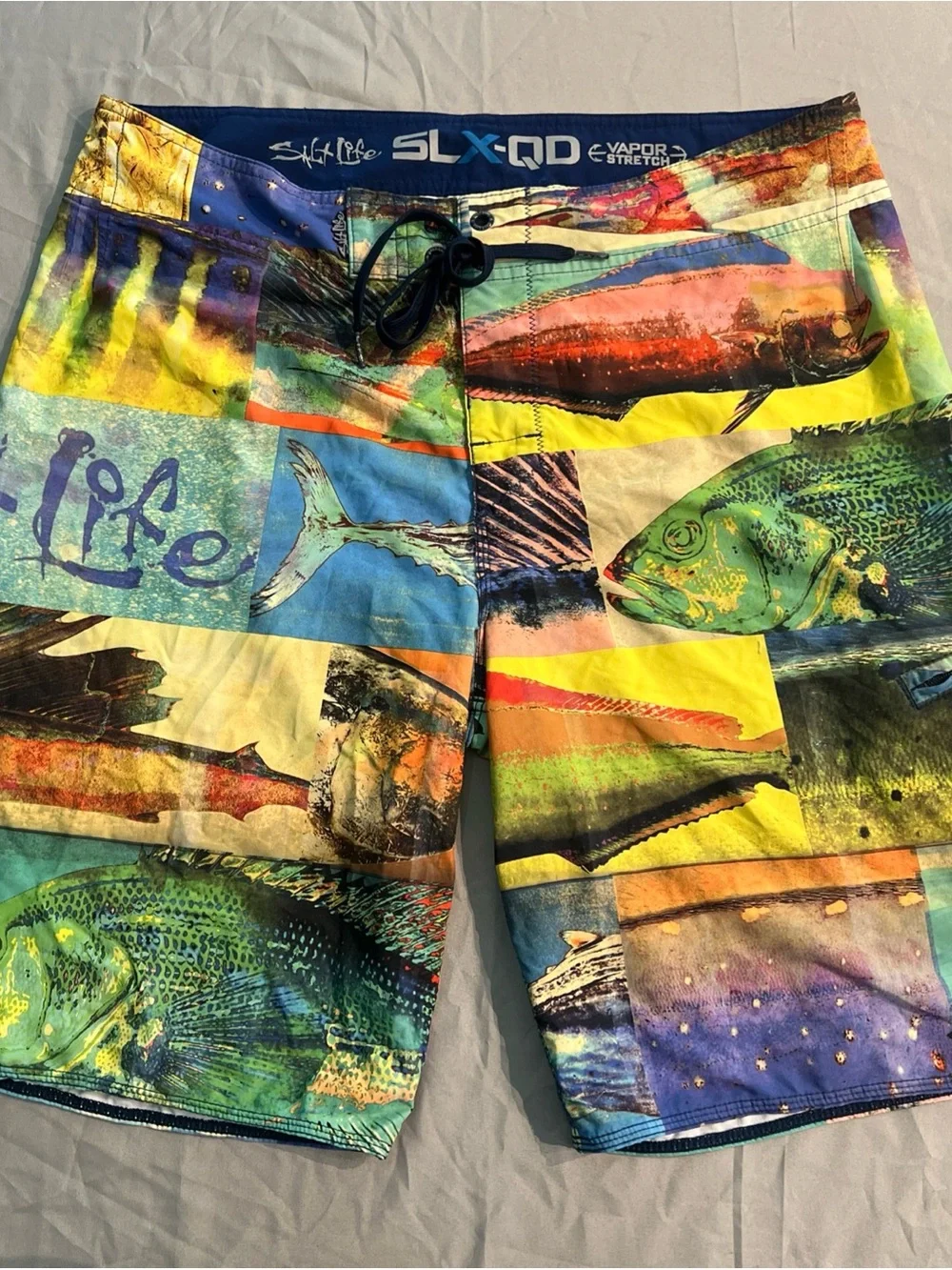 Salt Life SLX-QD Board Shorts Men's 34 Vapor Stretch Fish Print swim ocean